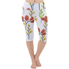 Tree Auntumn Leaf Lightweight Velour Cropped Yoga Leggings