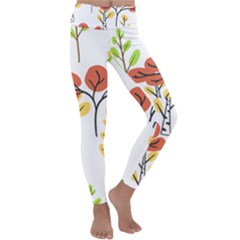 Tree Auntumn Leaf Kids  Lightweight Velour Classic Yoga Leggings by anzea