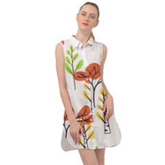 Tree Auntumn Leaf Sleeveless Shirt Dress by anzea