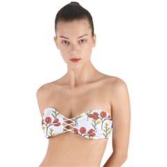 Tree Auntumn Leaf Twist Bandeau Bikini Top by anzea