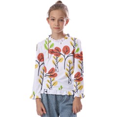 Tree Auntumn Leaf Kids  Frill Detail T-shirt