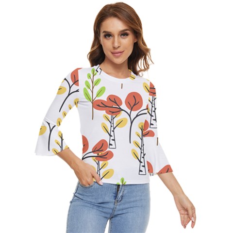 Tree Auntumn Leaf Bell Sleeve Top by anzea