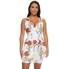 Tree Auntumn Leaf Draped Bodycon Dress by anzea