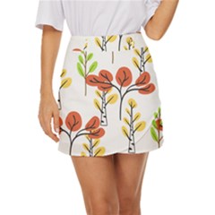 Tree Auntumn Leaf Mini Front Wrap Skirt by anzea