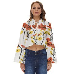 Tree Auntumn Leaf Boho Long Bell Sleeve Top