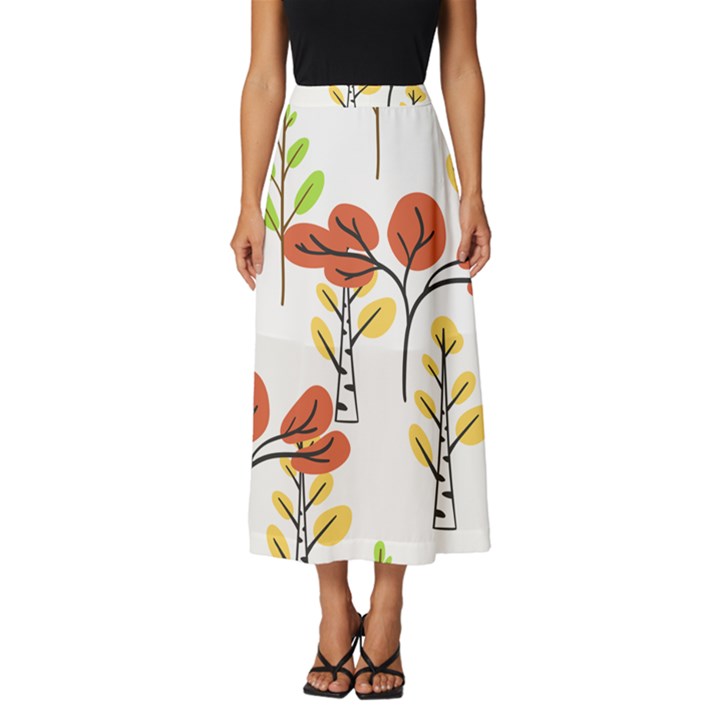 Tree Auntumn Leaf Classic Midi Chiffon Skirt