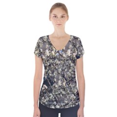 Pear Tree In Full Bloom Short Sleeve Front Detail Top