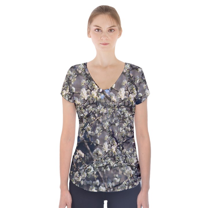 Pear Tree in Full Bloom Short Sleeve Front Detail Top