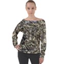 Pear Tree in Full Bloom Off Shoulder Long Sleeve Velour Top View1