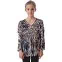 Pear Tree in Full Bloom Kids  V Neck Casual Top View1