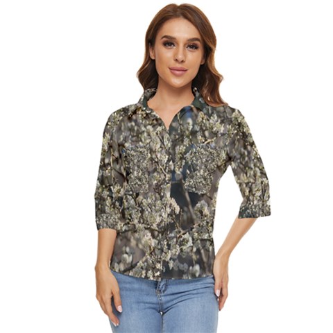 Pear Tree In Full Bloom Women s Quarter Sleeve Pocket Shirt by ExtraGoodSauce