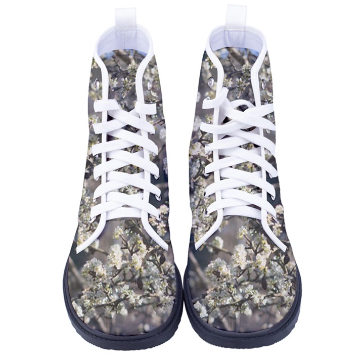 Pear Tree in Full Bloom Men s High-Top Canvas Sneakers