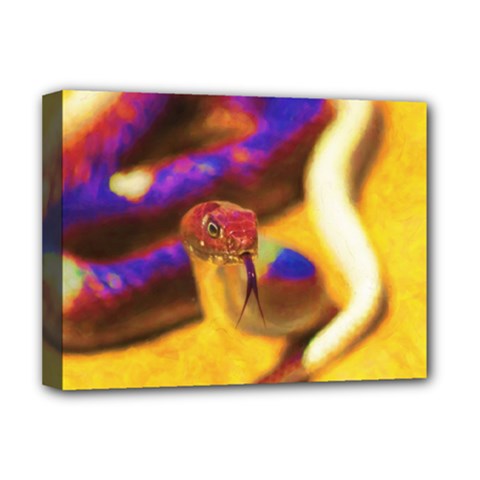 Vibrant Forked-tongue Snake Art Deluxe Canvas 16  X 12  (stretched)  by ExtraGoodSauce