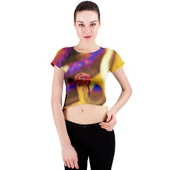 Vibrant Forked-tongue Snake Art Crew Neck Crop Top by ExtraAwesomeSauce