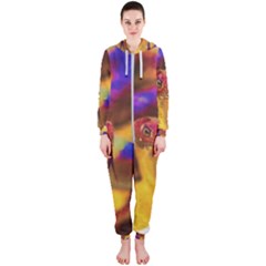 Vibrant Forked-tongue Snake Art Hooded Jumpsuit (ladies)