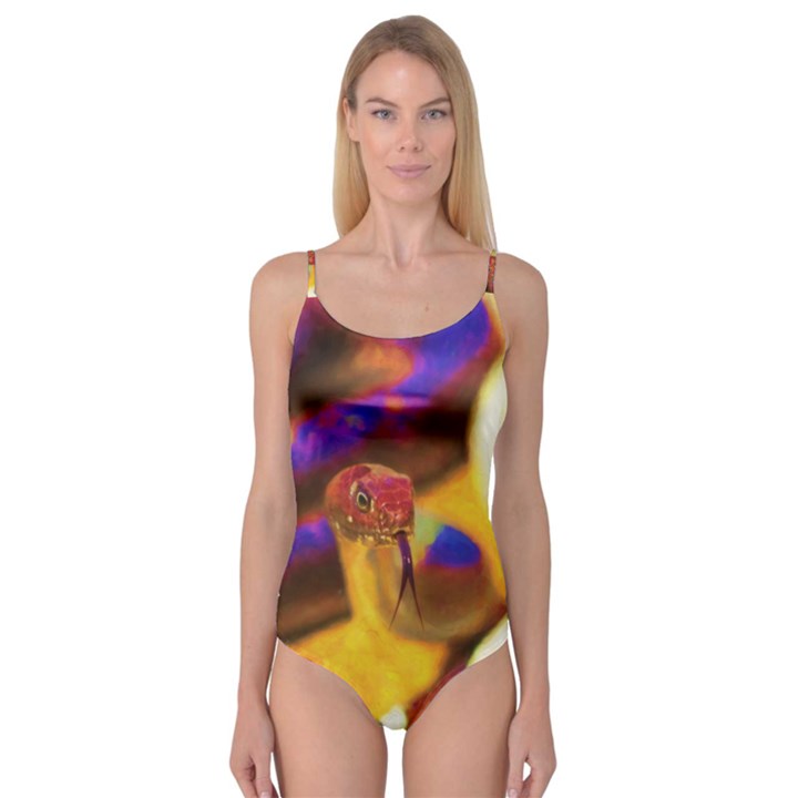 Vibrant Forked-Tongue Snake Art Camisole Leotard 