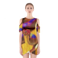 Vibrant Forked-tongue Snake Art Shoulder Cutout One Piece Dress by ExtraGoodSauce