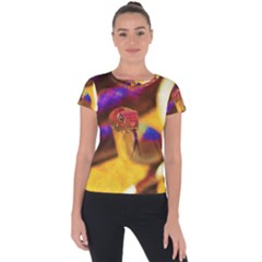 Vibrant Forked-tongue Snake Art Short Sleeve Sports Top  by ExtraGoodSauce