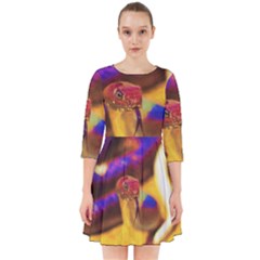 Vibrant Forked-tongue Snake Art Smock Dress by ExtraGoodSauce