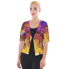 Vibrant Forked-tongue Snake Art Cropped Button Cardigan by ExtraGoodSauce