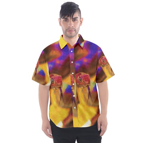 Vibrant Forked-tongue Snake Art Men s Short Sleeve Shirt by ExtraGoodSauce