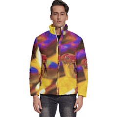 Vibrant Forked-tongue Snake Art Men s Puffer Bubble Jacket Coat by ExtraGoodSauce