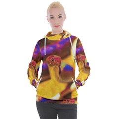 Vibrant Forked-tongue Snake Art Women s Hooded Pullover