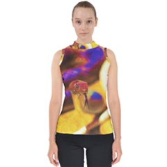 Vibrant Forked-tongue Snake Art Mock Neck Shell Top by ExtraAwesomeSauce