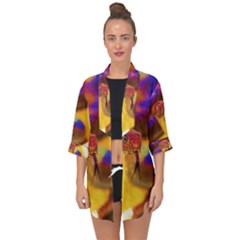 Vibrant Forked-tongue Snake Art Open Front Chiffon Kimono by ExtraGoodSauce