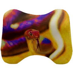 Vibrant Forked-tongue Snake Art Head Support Cushion by ExtraGoodSauce