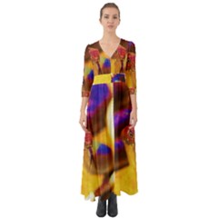 Vibrant Forked-tongue Snake Art Button Up Boho Maxi Dress by ExtraGoodSauce