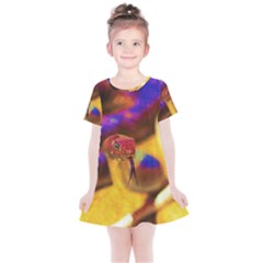 Vibrant Forked-tongue Snake Art Kids  Simple Cotton Dress by ExtraGoodSauce