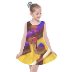 Vibrant Forked-tongue Snake Art Kids  Summer Dress by ExtraGoodSauce