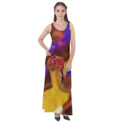 Vibrant Forked-tongue Snake Art Sleeveless Velour Maxi Dress by ExtraGoodSauce