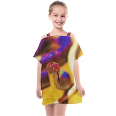 Vibrant Forked-tongue Snake Art Kids  One Piece Chiffon Dress by ExtraGoodSauce