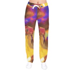 Vibrant Forked-tongue Snake Art Women Velvet Drawstring Pants