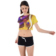 Vibrant Forked-tongue Snake Art Tie Back Short Sleeve Crop T-shirt by ExtraGoodSauce