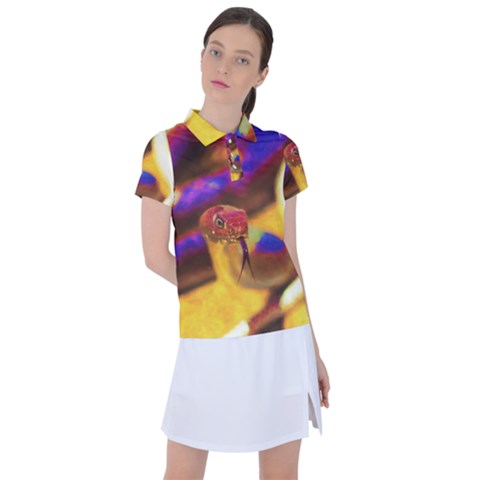 Vibrant Forked-tongue Snake Art Women s Polo T-shirt by ExtraGoodSauce