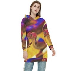 Vibrant Forked-tongue Snake Art Women s Long Oversized Pullover Hoodie