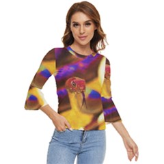 Vibrant Forked-tongue Snake Art Bell Sleeve Top