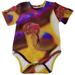 Vibrant Forked-tongue Snake Art Baby Short Sleeve Bodysuit by ExtraGoodSauce