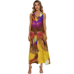 Vibrant Forked-tongue Snake Art V-neck Sleeveless Wide Leg Pants Overalls by ExtraGoodSauce