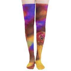 Vibrant Forked-tongue Snake Art Thigh High Stockings