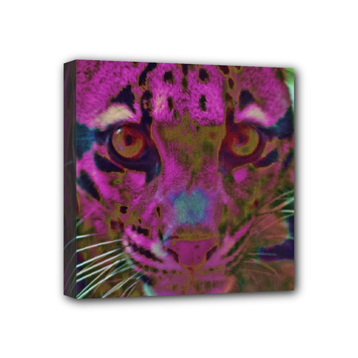 Pink and Purple Leopard Mini Canvas 4  x 4  (Stretched)