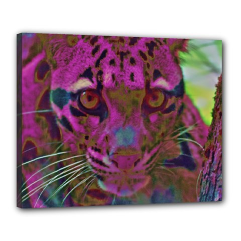 Pink And Purple Leopard Canvas 20  X 16  (stretched) by ExtraGoodSauce