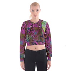 Pink And Purple Leopard Cropped Sweatshirt