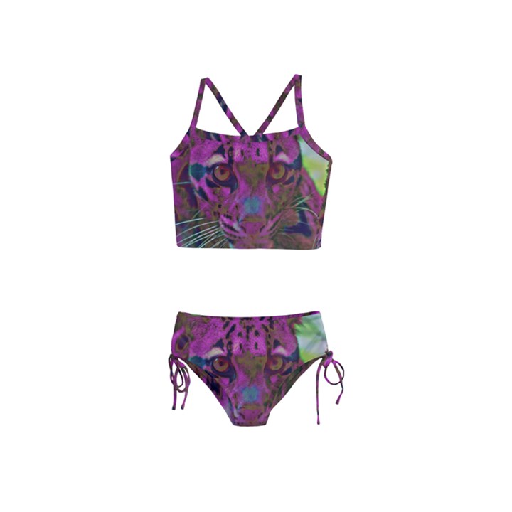 Pink and Purple Leopard Girls  Tankini Swimsuit