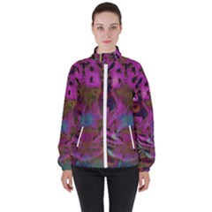 Pink And Purple Leopard Women s High Neck Windbreaker by ExtraGoodSauce