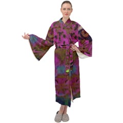 Pink And Purple Leopard Maxi Velvet Kimono by ExtraGoodSauce