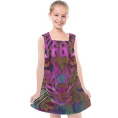 Pink And Purple Leopard Kids  Cross Back Dress by ExtraGoodSauce